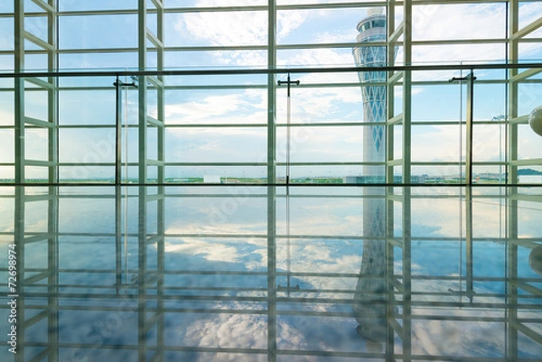 Fototapeta image of windows in morden office building