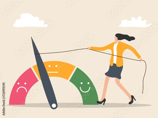 Fototapeta woman try to change customer ratings to make them better