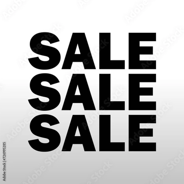 Obraz SALE inscription three times black letters white background separately isolated vector