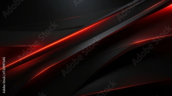 Fototapeta Abstract darkness: modern tech elegance with red glow