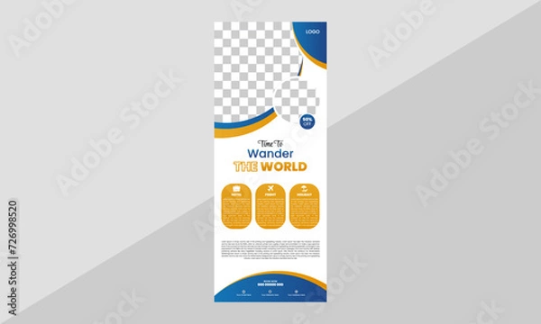 Fototapeta Vector Travel Roll-Up Banner Design Template