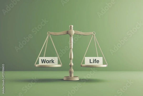 Fototapeta Work-Life Balance Concept with Balanced Scales