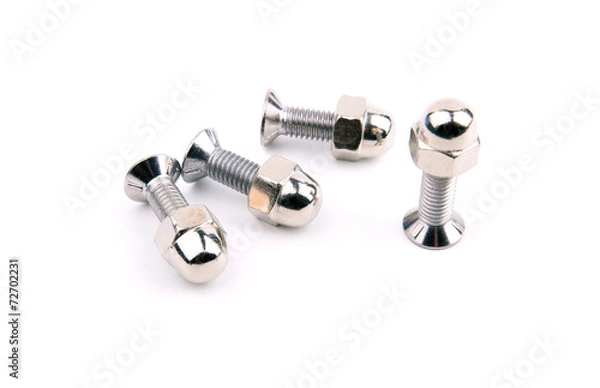 Fototapeta Chrome bolts with spherical nut
