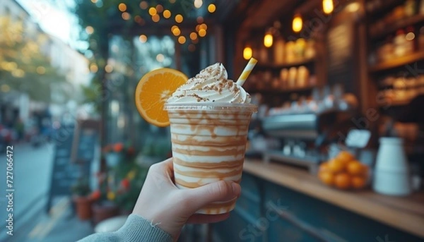 Fototapeta Visitor with Paper Drinking Straw