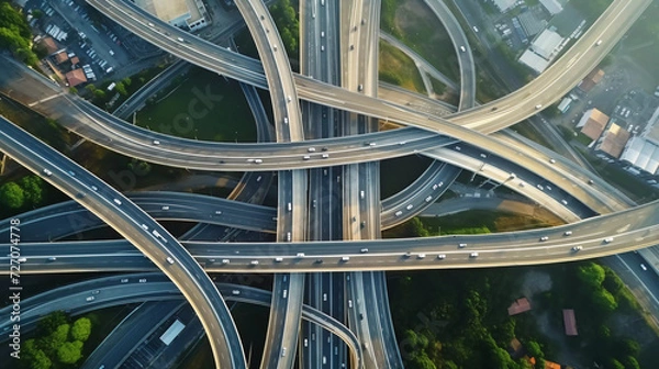 Obraz Expressway top view, Road traffic an important infrastructure in Thailand 