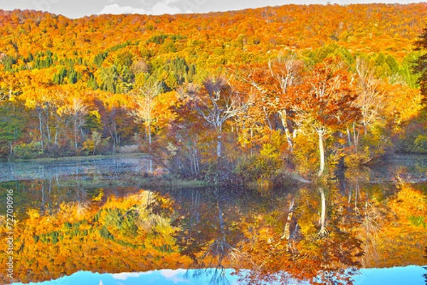 Obraz 日本の秋の風景（月山地蔵沼。山形県）
