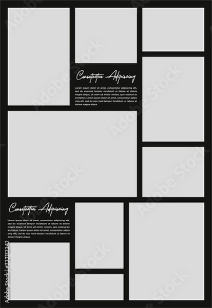 Fototapeta Pictures or photos frame collage abstract photo frames and digital photo wall template
