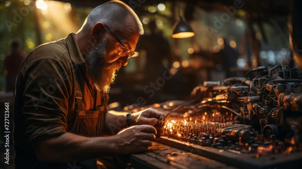 Obraz Stylish Night Out: Smiling Couple Enjoying Wine at Trendy Bar, generative AI