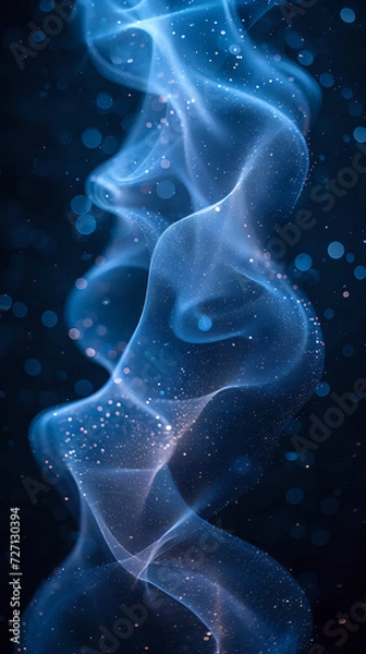 Obraz Abstract sound waves and notes, blue colors	