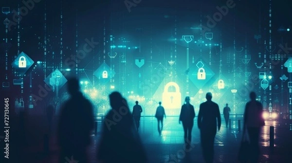 Fototapeta Guardian Network: Security Signs Strengthening Against the Lock Symbol