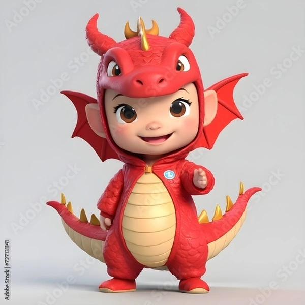 Fototapeta Anime baby character with dragon costume