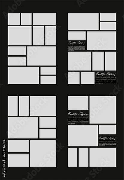 Fototapeta Pictures or photos frame collage abstract photo frames and digital photo wall template
