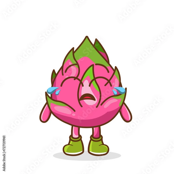 Obraz Cute funny crying sad dragon fruit fruit character.