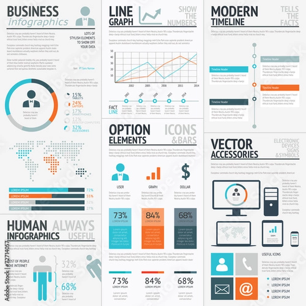 Fototapeta Business graphics data visualization vector element infographics