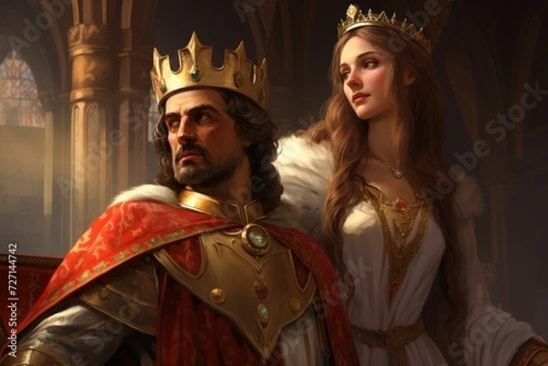 Obraz Medieval king and queen in the castle