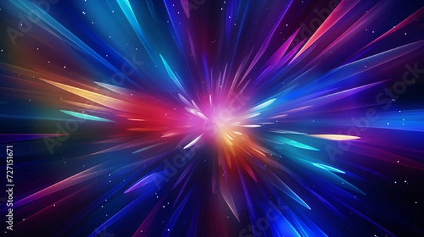 Fototapeta Abstract colorful blurred rainbow divergent art background, colorful radiating lines of abstract shapes concept illustration