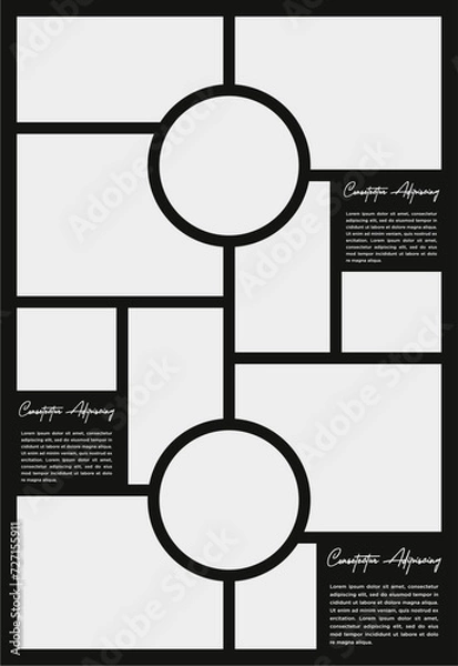 Fototapeta Pictures or photos frame collage abstract photo frames and digital photo wall template
