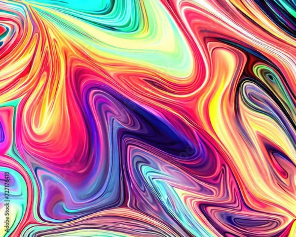 Fototapeta The colorful psychedelic liquefied background looks like a painting