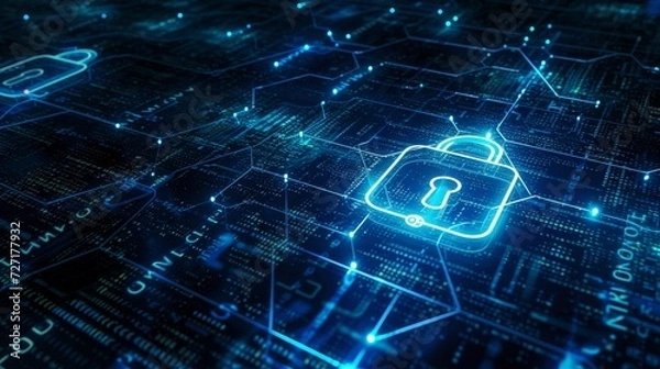 Fototapeta Strengthened Vigilance: Security Signs Interconnected Against the Lock Symbol