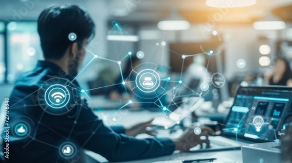 Fototapeta The Digital Workspace: Wireless Signs Redefining Professionalism