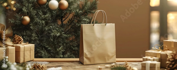 Fototapeta Mockup. Craft Christmas package.