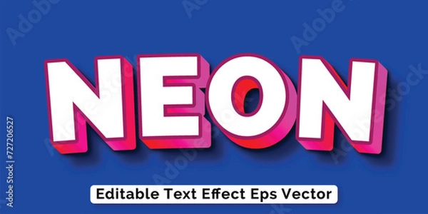 Fototapeta Neon white color editable 3d text effect eps vector