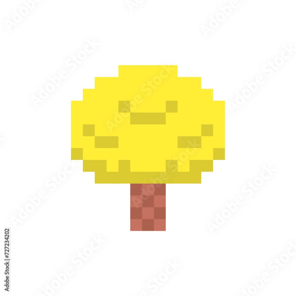 Obraz ドットで描かれたイチョウの木のゲームイラスト