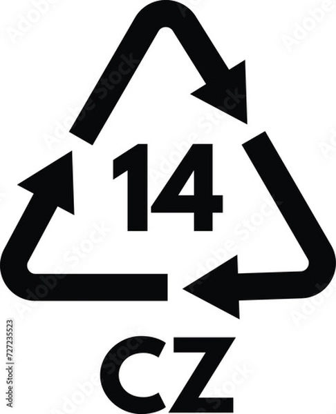 Obraz Battery recycling symbol code 14 isolated on white background . Vector illustration