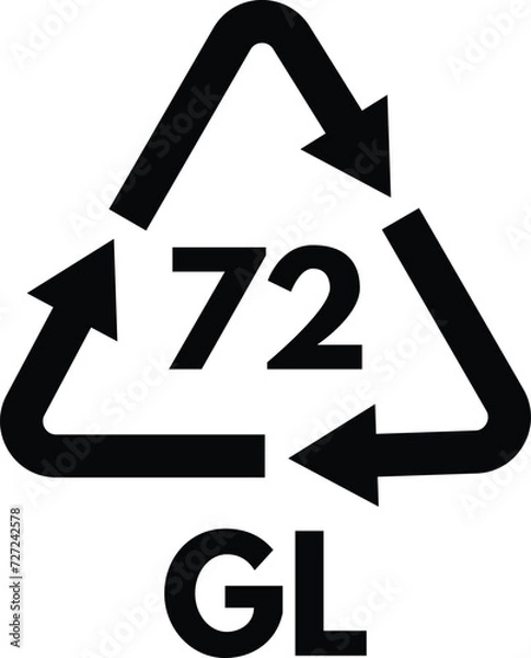Obraz glass recycling code GL 72 . Ecology recycling sign . Package waste icon vector