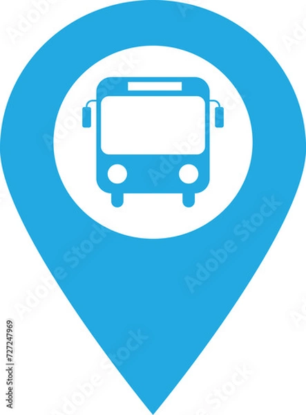 Obraz Map pointer with bus icon . Bus station location pin icon vector
