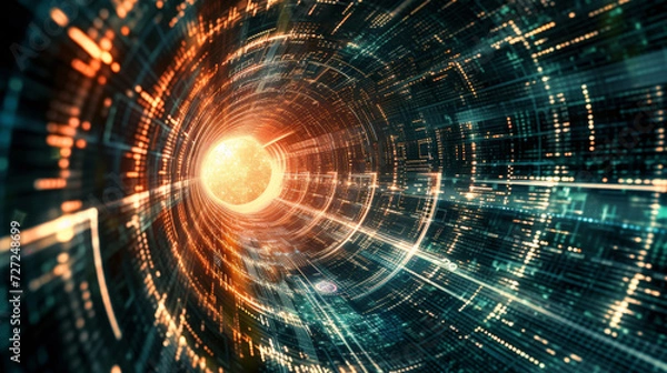 Obraz Code Reverie: Bridging Millennia in a Time Tunnel. Generative AI