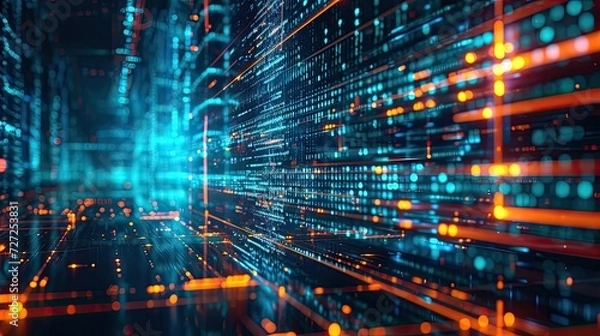 Fototapeta Robust Cybersecurity Infrastructure. A state-of-the-art cybersecurity setup, emphasizing the strength and reliability of digital defenses against cyber threats.