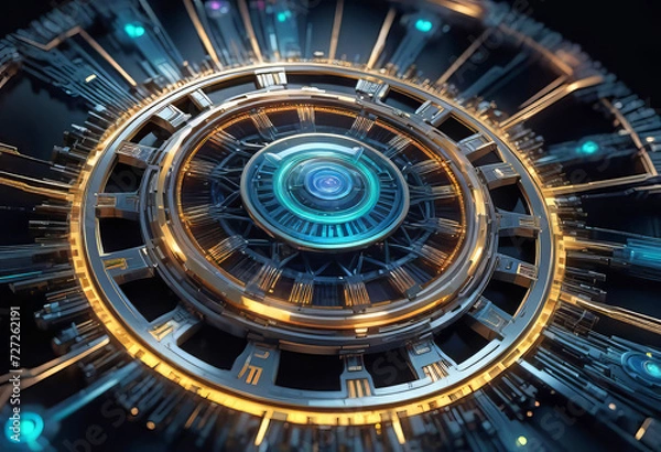 Fototapeta Abstract sci-fi neutron electron patterns with neon glow, intricate artsy sci-fi fantasy art,