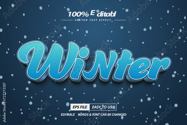 Obraz Winter Editable text effect with snow ice and cold font style