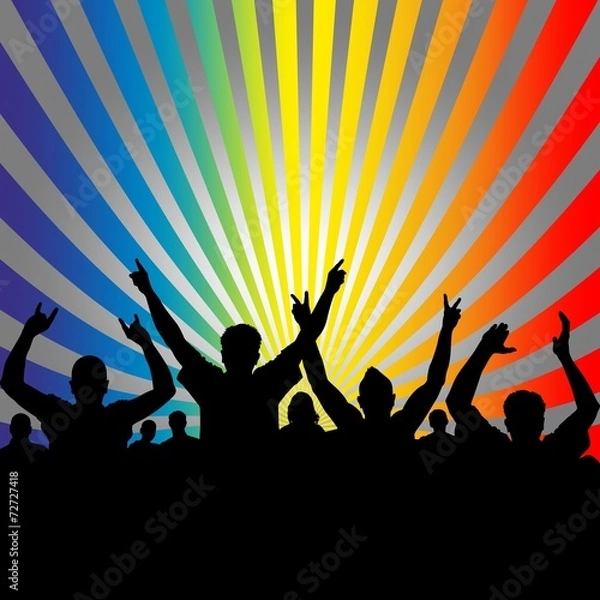 Obraz Sylwetka tłumu imprezowego