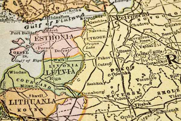 Obraz Baltic countiries on vintage map