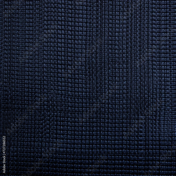 Fototapeta Close-up texture of a dark blue braided fabric with a detailed weave pattern
