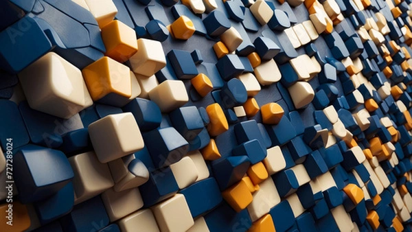 Fototapeta texture background of small geometric stones in warm orange and blue colors forming a harmonious pattern