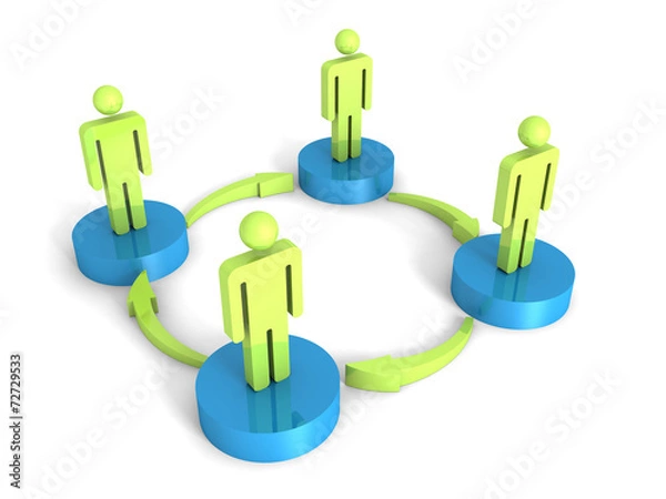 Fototapeta 3d man group arrows connection teamwork concept