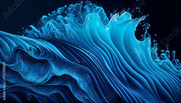 Obraz Water gel wave blue texture background, Ai generated image
