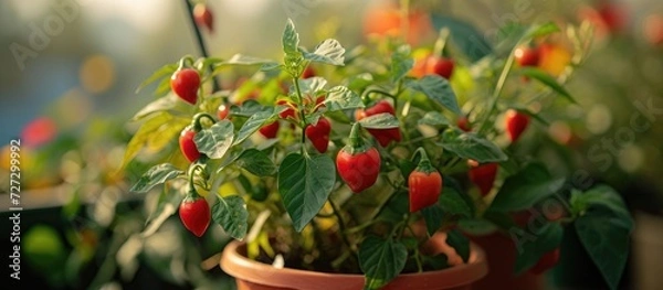 Fototapeta Tasty vegetarian food can be found in peppers of various colors.