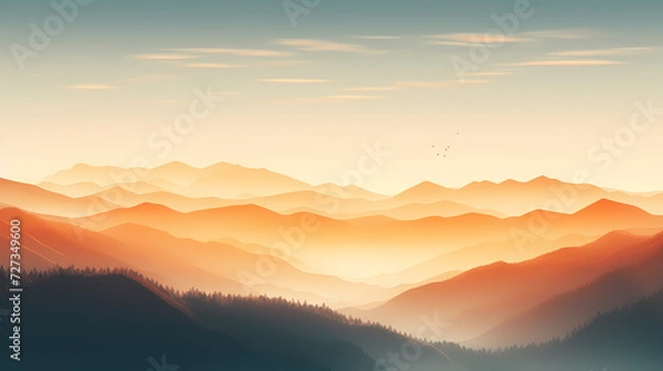 Fototapeta Stunning mountains, panoramic peaks PPT background