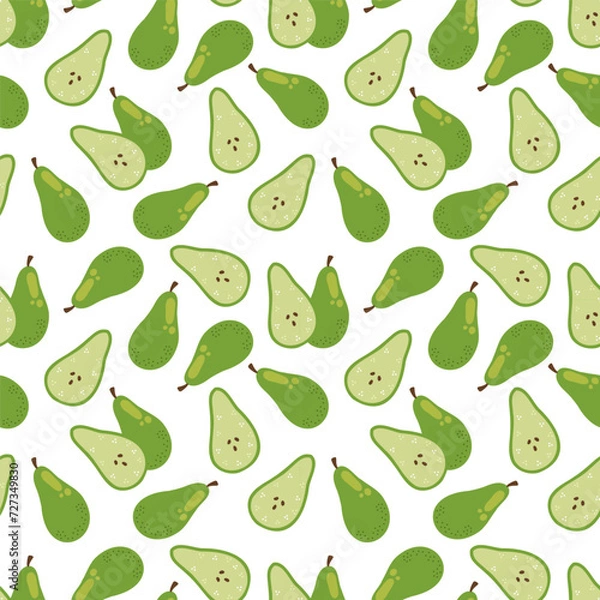 Obraz Pear seamless pattern on a white background. Cute hand drawn design
