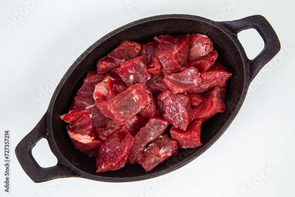 Fototapeta minced meat on a white background