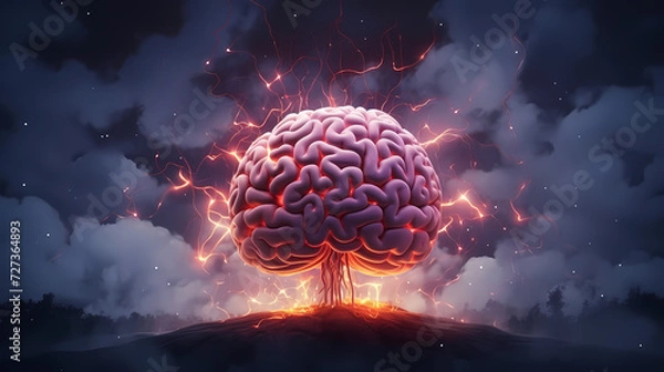 Obraz Abstract human brain or light bulb, creative PPT background