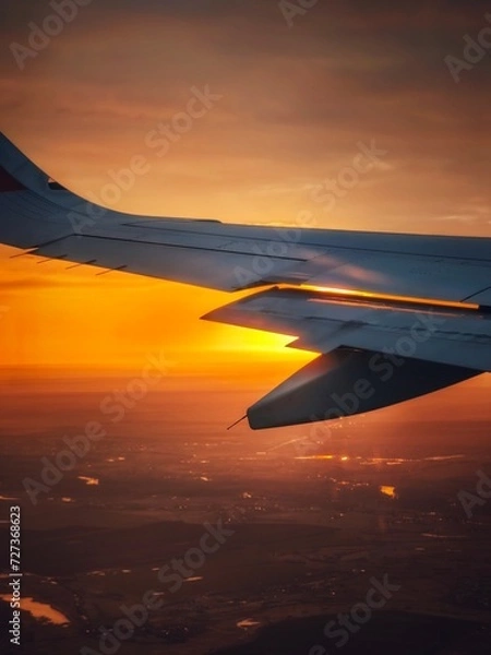 Obraz airplane in the sunset