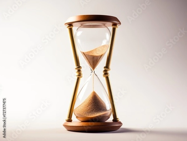 Fototapeta Hourglass with Gold Dust Value of Time Isolated on White Background AI Generated