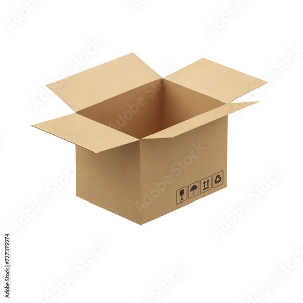 Obraz Open shipping cardboard box. Icon or mockup. 3d rendering