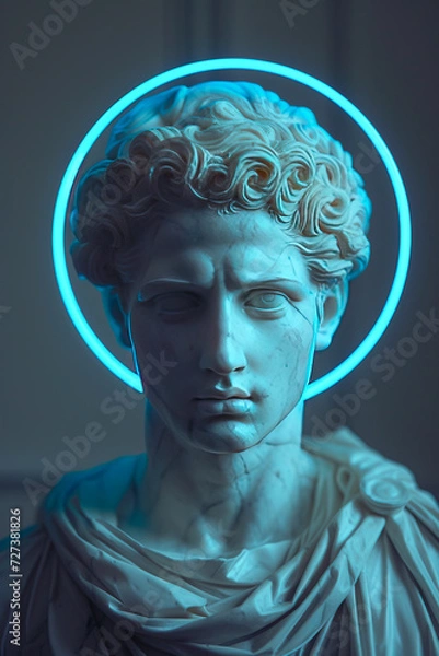 Fototapeta Classical Sculpture Meets Futuristic Vision created with Generative AI technology