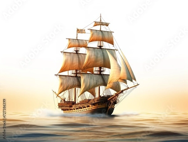 Fototapeta Ship in a Bottle Navigating Dreams Isolated on White Background AI Generated
